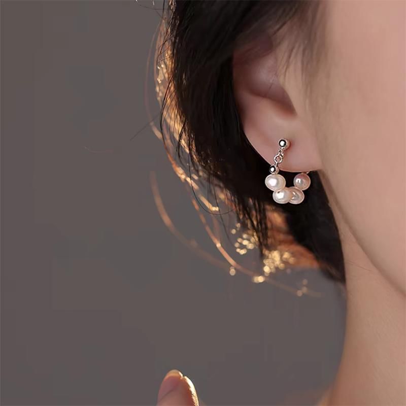 Faux Pearl Alloy Hoop Earring mySite