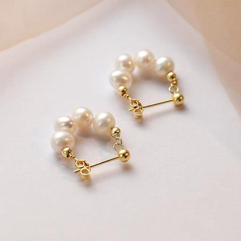 Faux Pearl Alloy Hoop Earring mySite