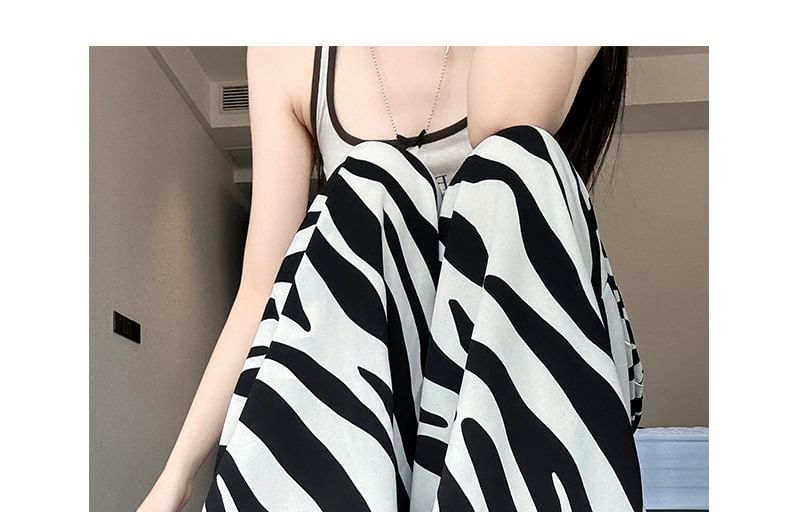 High Rise Animal Print Drawstring Wide Leg Sweatpants SpreePicky