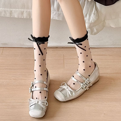 Dotted Bow Sheer Socks SpreePicky