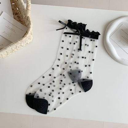 Dotted Bow Sheer Socks SpreePicky