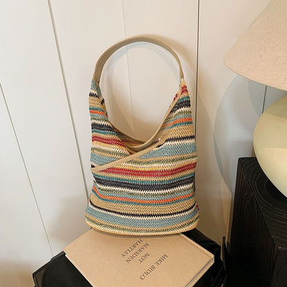 Striped Woven Shoulder Bag mySite