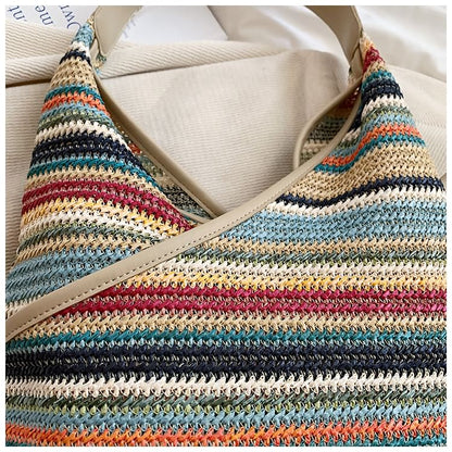 Striped Woven Shoulder Bag mySite