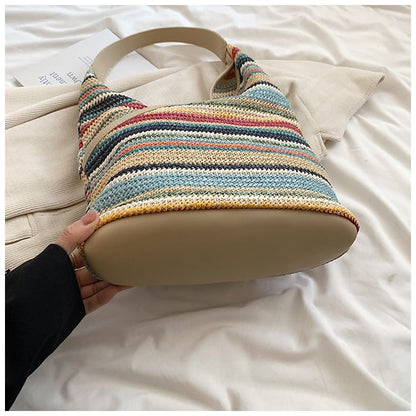 Striped Woven Shoulder Bag mySite