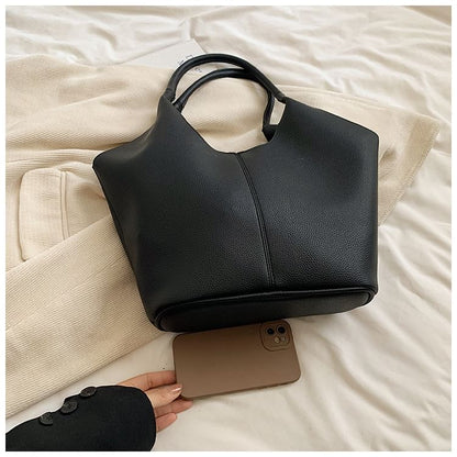 Faux Leather Plain Tote Bag mySite