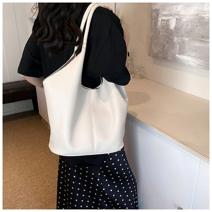 Faux Leather Plain Tote Bag mySite