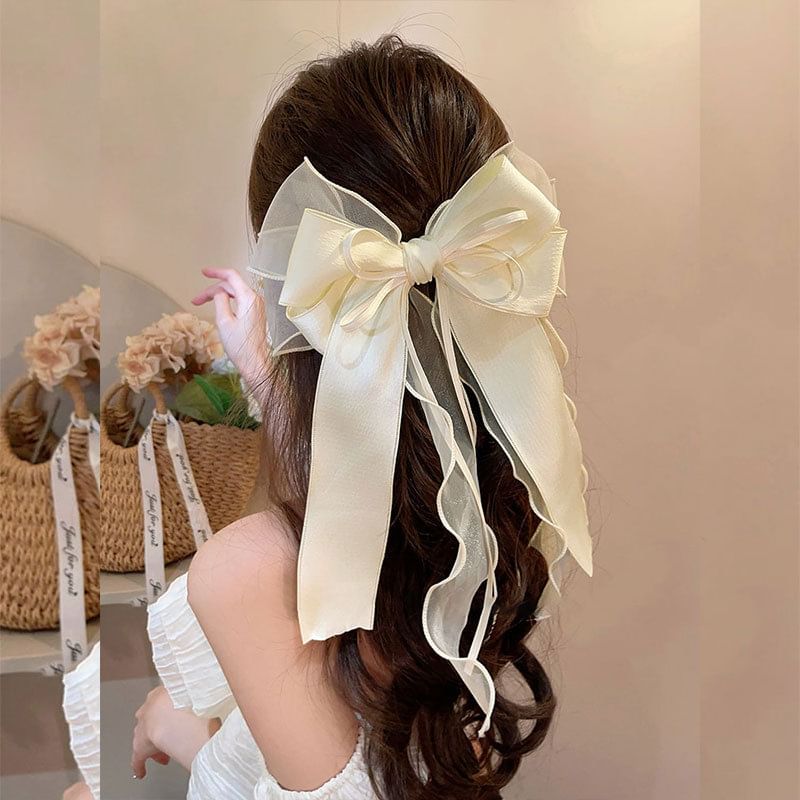 Organza Bow Hair Clip With Long Ribbons SpreePicky