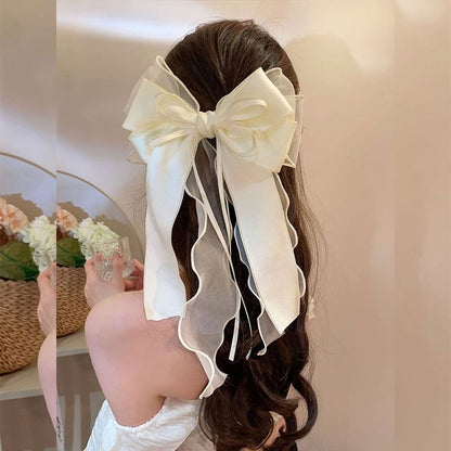 Organza Bow Hair Clip With Long Ribbons SpreePicky