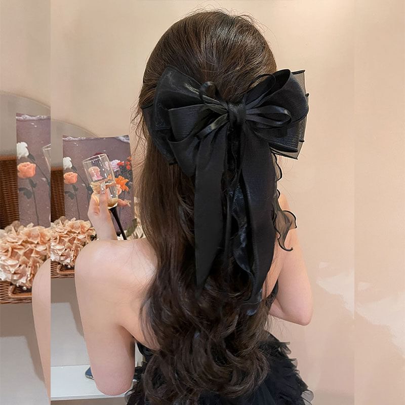 Organza Bow Hair Clip With Long Ribbons SpreePicky