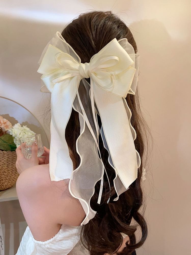 Organza Bow Hair Clip With Long Ribbons SpreePicky