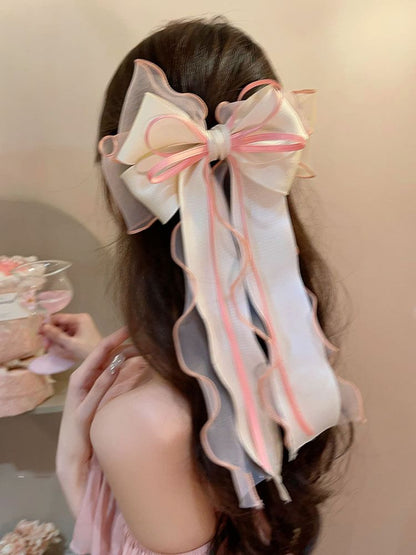 Organza Bow Hair Clip With Long Ribbons SpreePicky