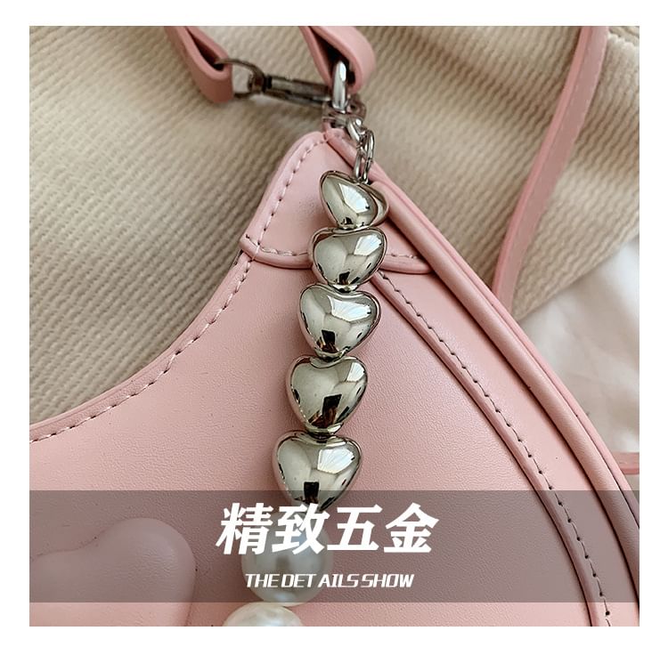 Heart Faux Pearl Chain Shoulder Bag SpreePicky