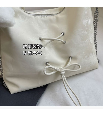 Lace Up Chain Tote Bag SpreePicky