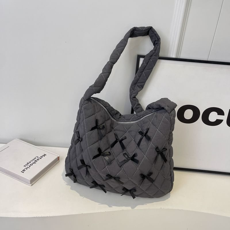 Bow Quilted Tote Bag SpreePicky