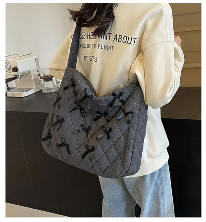 Bow Quilted Tote Bag SpreePicky