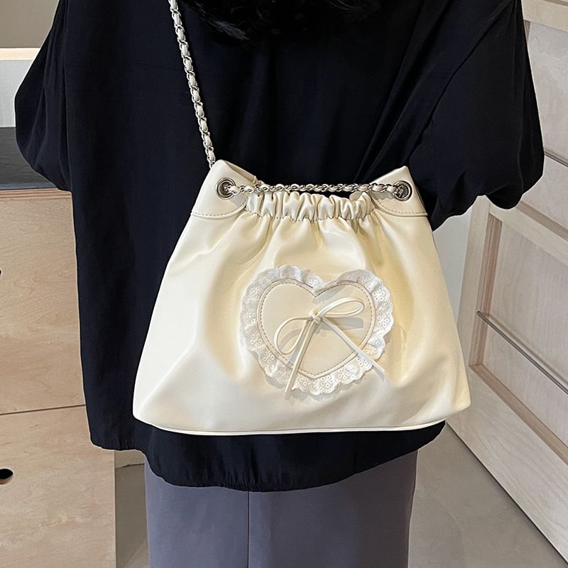 Bow Heart Chain Shoulder Bag SpreePicky