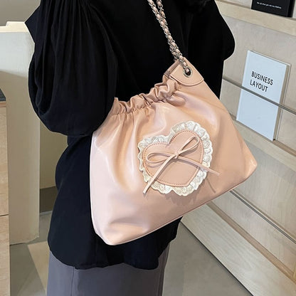 Bow Heart Chain Shoulder Bag SpreePicky