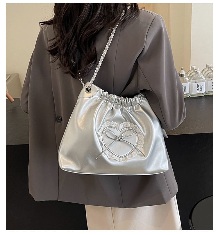 Bow Heart Chain Shoulder Bag SpreePicky