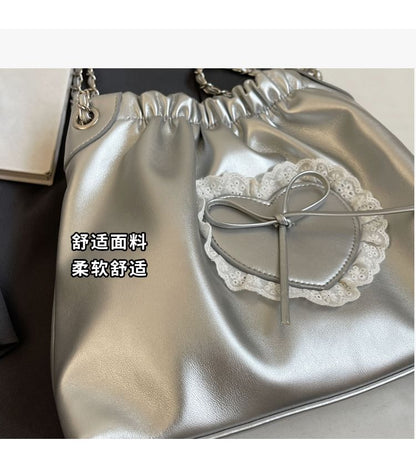 Bow Heart Chain Shoulder Bag SpreePicky