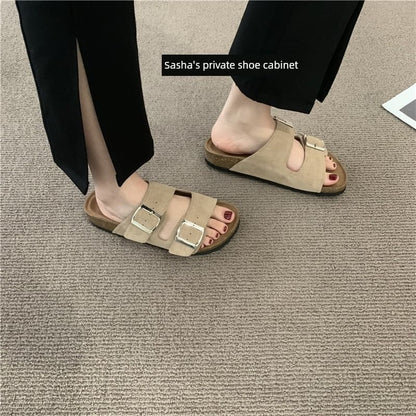 Buckled Faux Suede Sandals SpreePicky