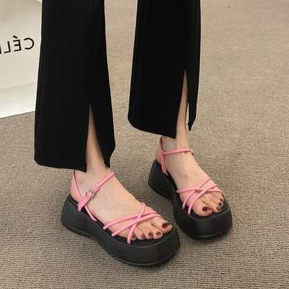 Faux Leather Platform Sandals SpreePicky