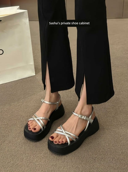 Faux Leather Platform Sandals SpreePicky