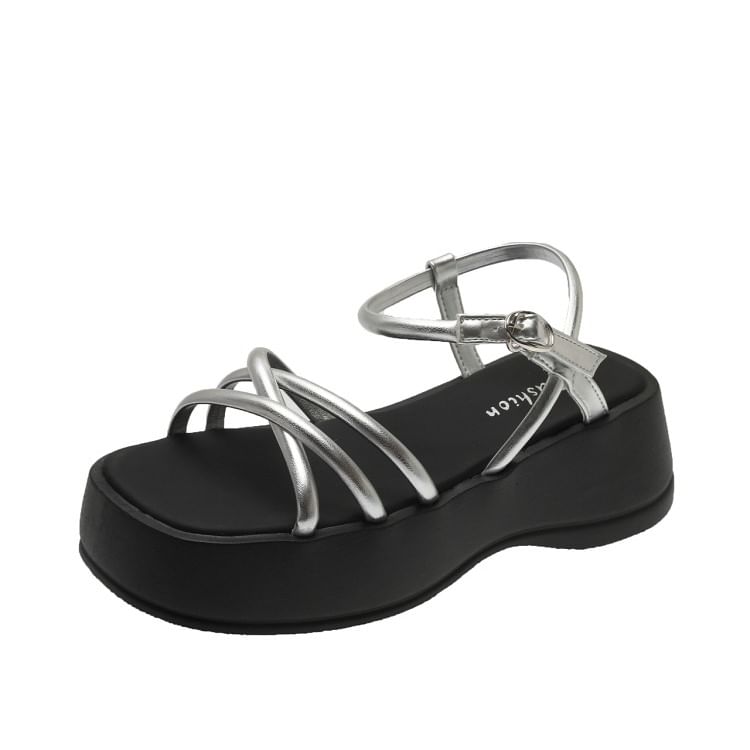 Faux Leather Platform Sandals SpreePicky