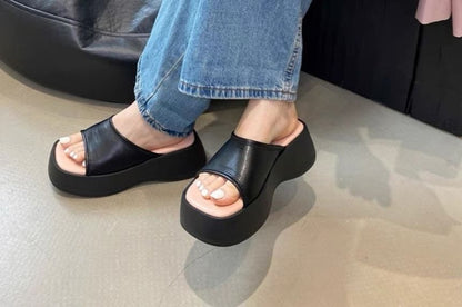 Two Tone Platform Slide Sandals SpreePicky