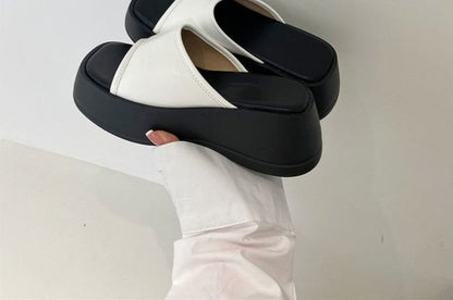 Two Tone Platform Slide Sandals SpreePicky