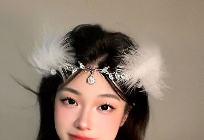 Rhinestone And Feather Headband SpreePicky