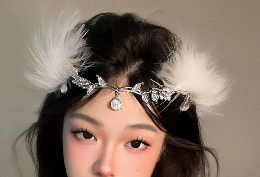 Rhinestone And Feather Headband SpreePicky