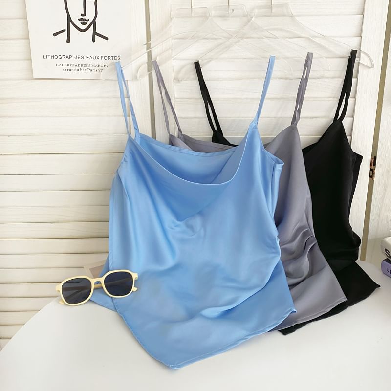 Cowl Neck Plain Asymmetrical Cami Top mySite