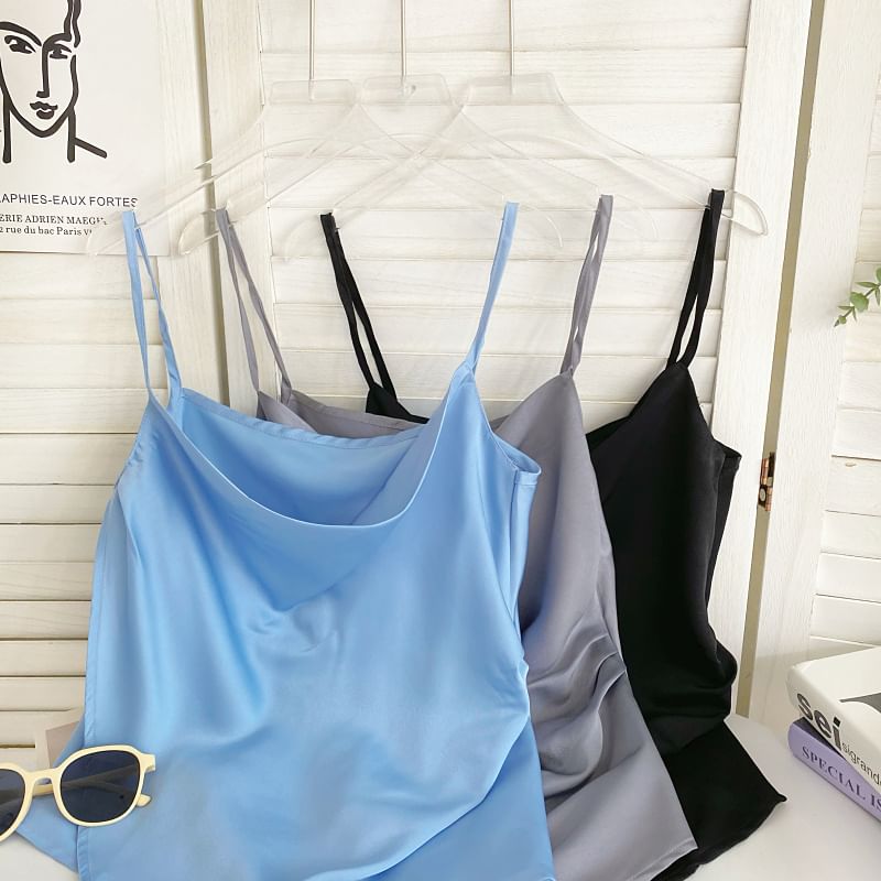 Cowl Neck Plain Asymmetrical Cami Top mySite