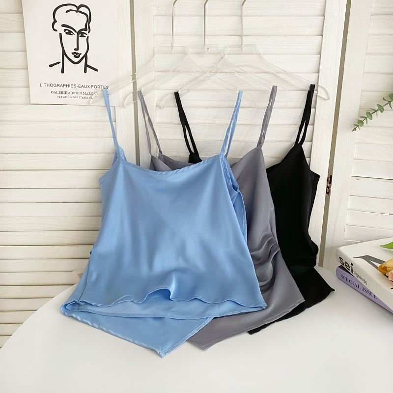 Cowl Neck Plain Asymmetrical Cami Top mySite