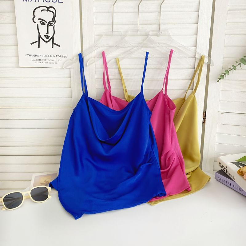 Cowl Neck Plain Asymmetrical Cami Top mySite