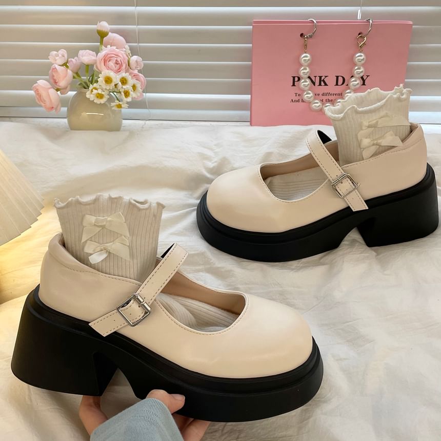 Platform Block Heel Mary Jane Shoes SpreePicky