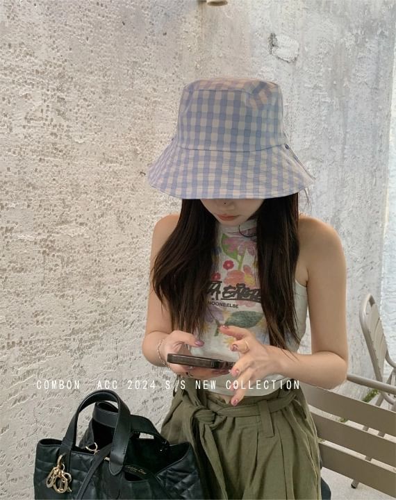 Plaid Reversible Bucket Hat SpreePicky