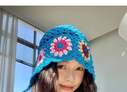 Crochet Floral Pattern Bucket Hat SpreePicky