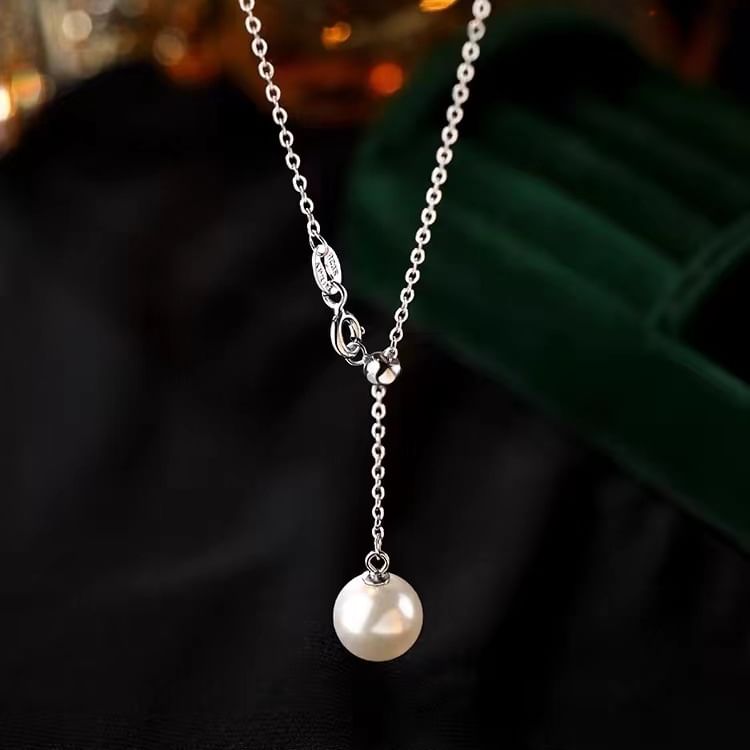 Faux Pearl Pendant Lariat Necklace SpreePicky