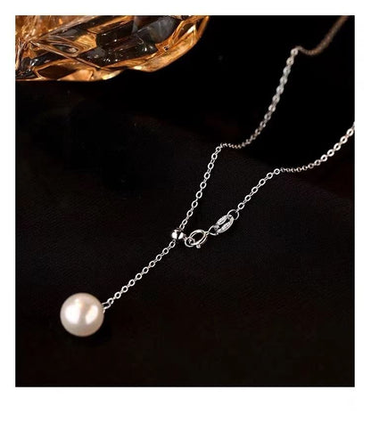 Faux Pearl Pendant Lariat Necklace SpreePicky