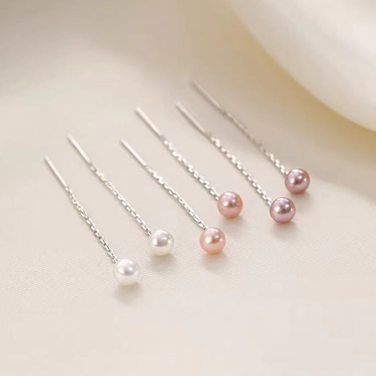 Faux Pearl Sterling Silver Threader Earring SpreePicky