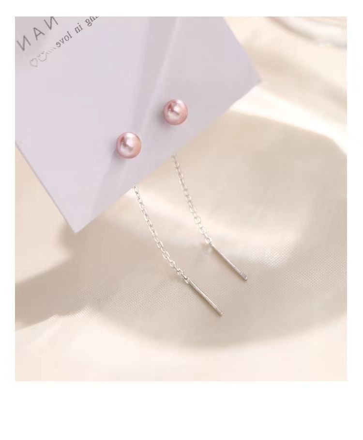 Faux Pearl Sterling Silver Threader Earring SpreePicky