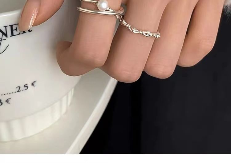 Chain / Faux Pearl Open Ring SpreePicky