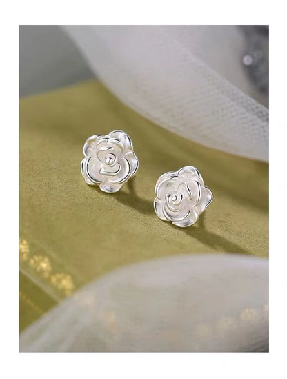 Flower Sterling Silver Barbell Earring SpreePicky