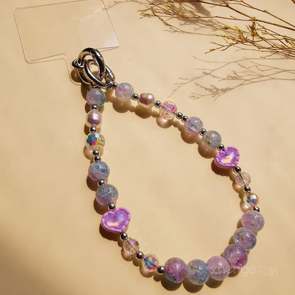 Faux Crystal Bead Phone Strap with Lanyard Pad SpreePicky