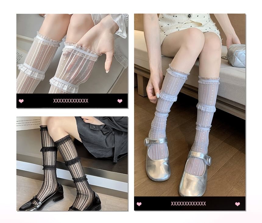 Ruffle Trim Mesh Socks / Set SpreePicky