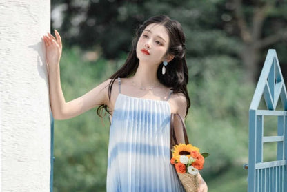 Set: Spaghetti Strap Tie Dye Pleated Midi A SpreePicky