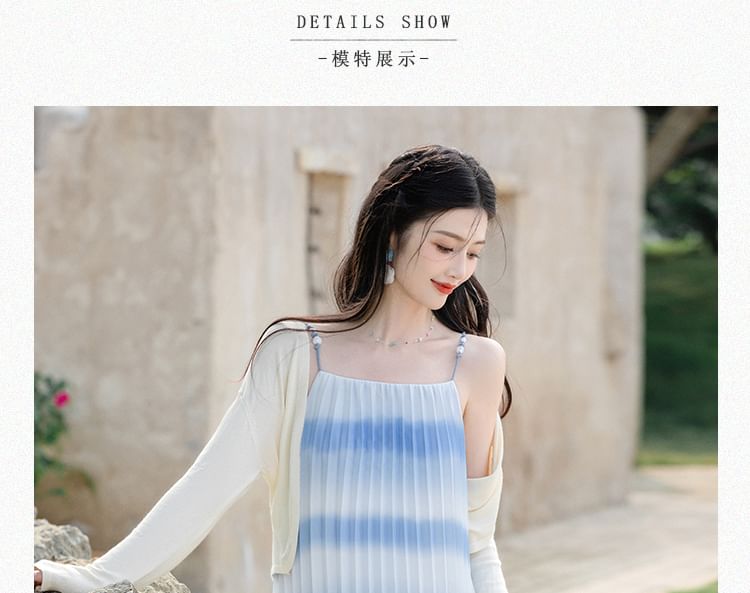 Set: Spaghetti Strap Tie Dye Pleated Midi A SpreePicky