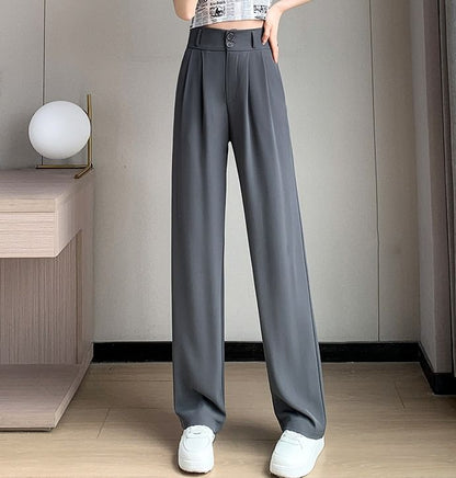 High Rise Plain Wide Leg Dress Pants SpreePicky