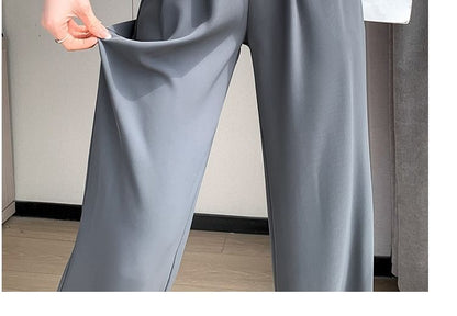 High Rise Plain Wide Leg Dress Pants SpreePicky